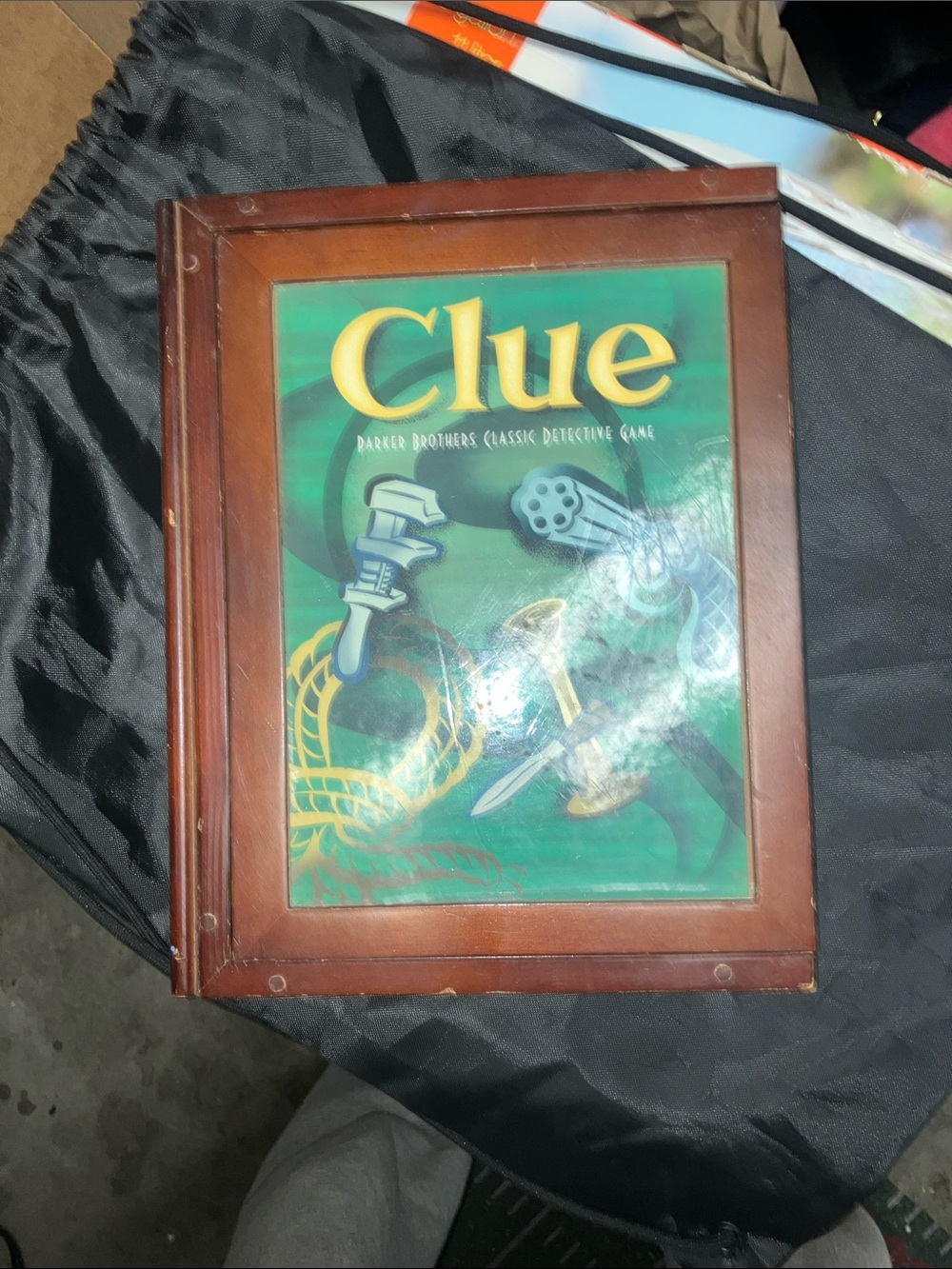 Hasbro Clue Game - Green and Brown Wood Box